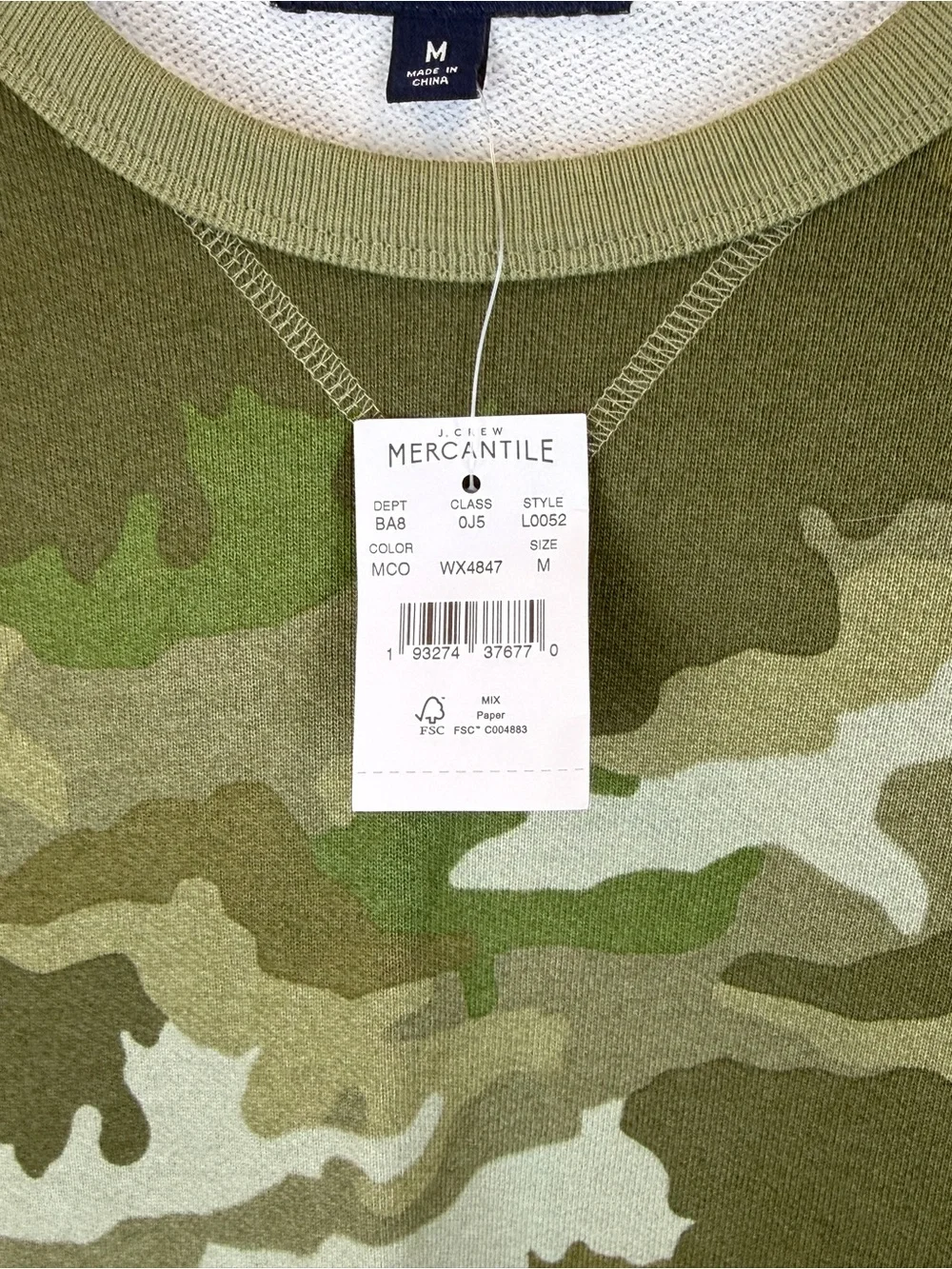 J. Crew Mercantile Camo Sweatshirt- Size Medium